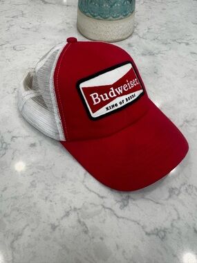 Budweiser Retro Trucker Hat Red Mesh Snapback King of Beers